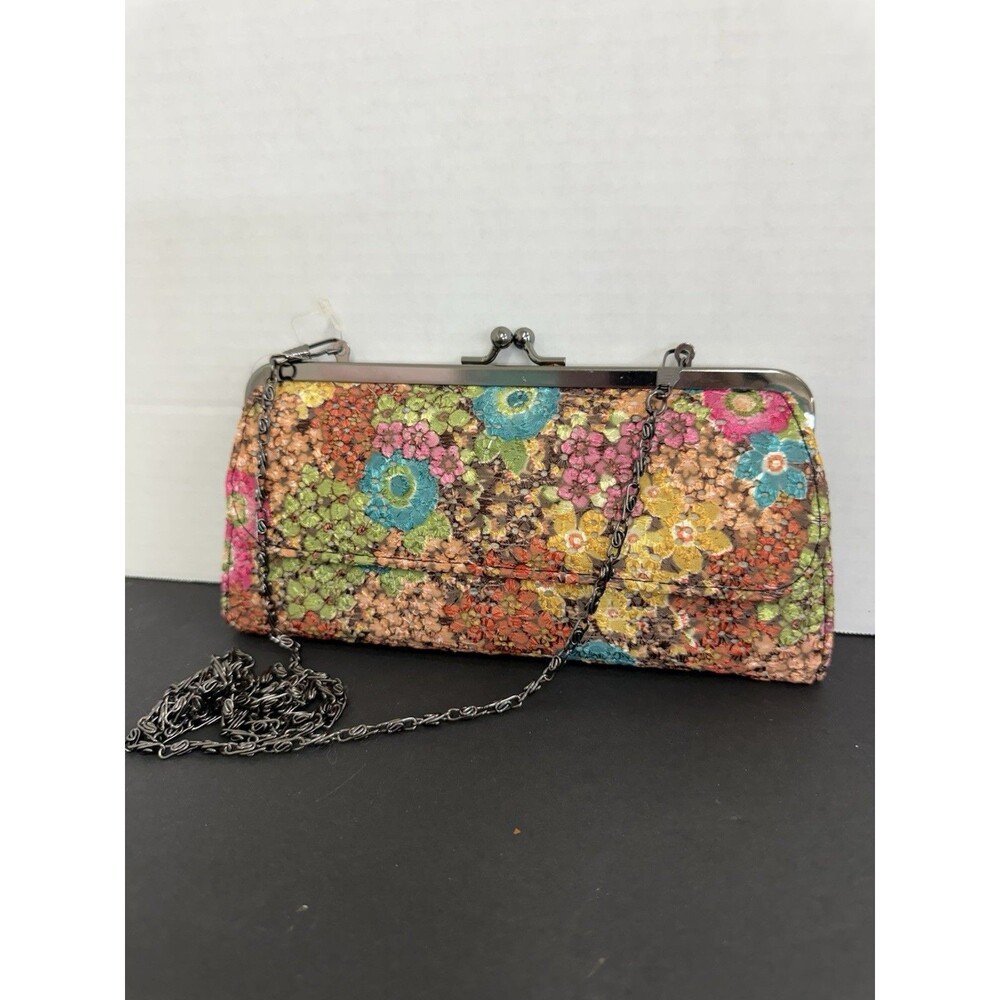 Di Bello Floral Clutch Purse Wallet Crossbody Kiss Lock Chain Strap Vintage